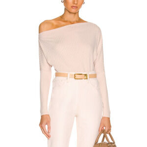 Enza Costa Rib 'Slouch' Drop Shoulder Pink Sweater Size M